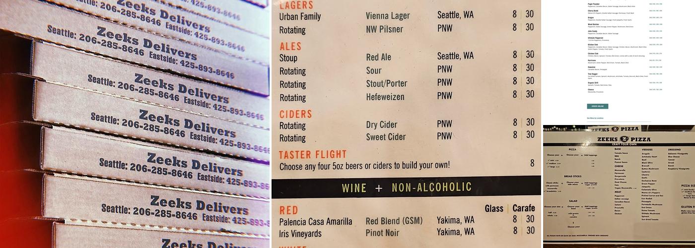 Zeeks Pizza Menu