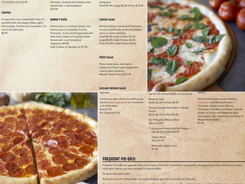 Pagliacci Pizza Menu