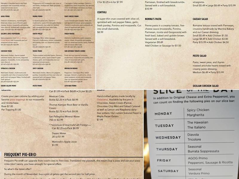 Pagliacci Pizza Menu