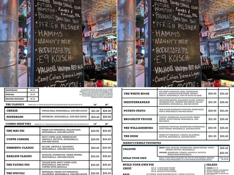 Big Mario's Pizza Menu