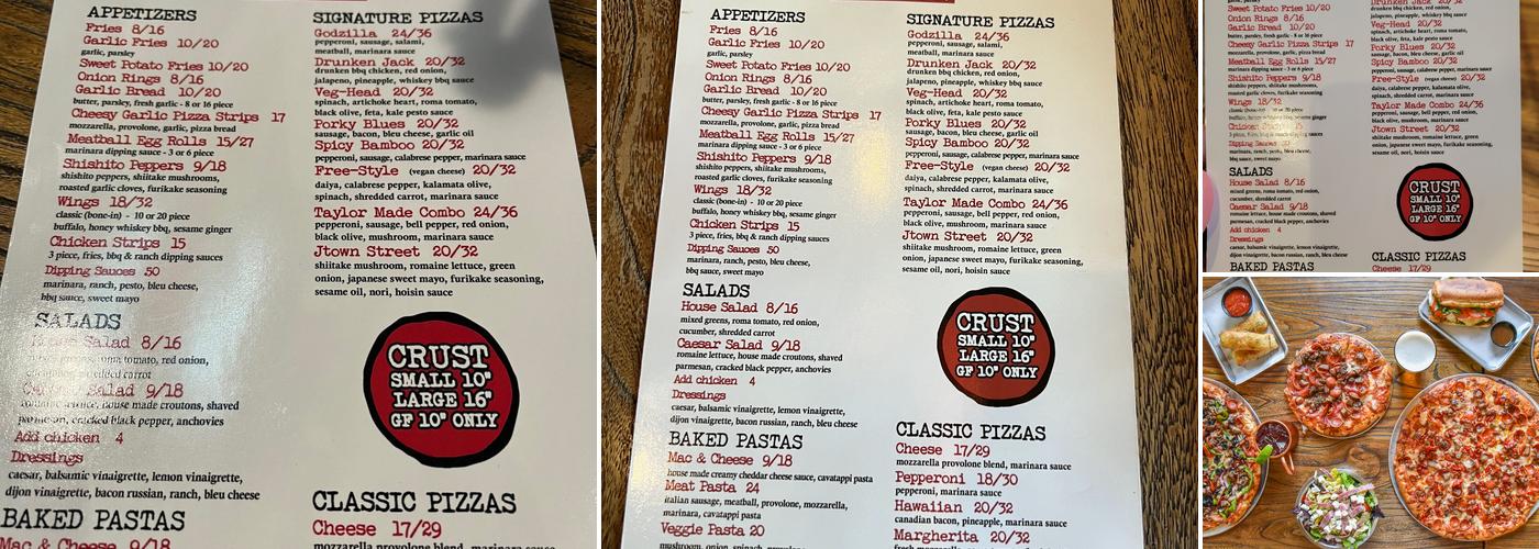 Jtown Pizza Co. Menu