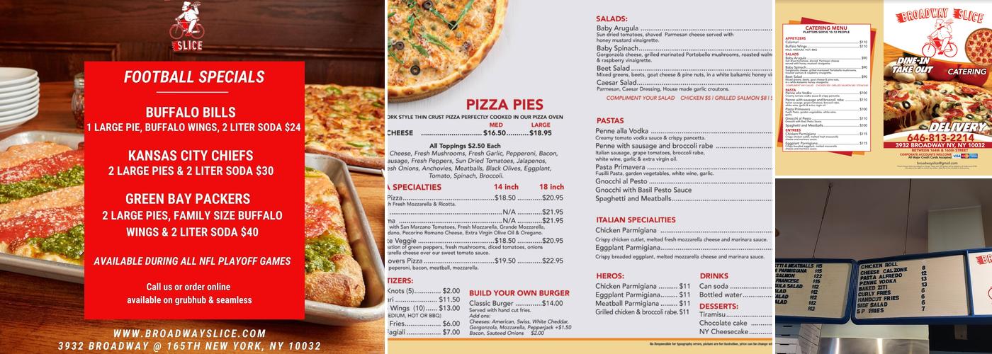 Broadway Slice Menu