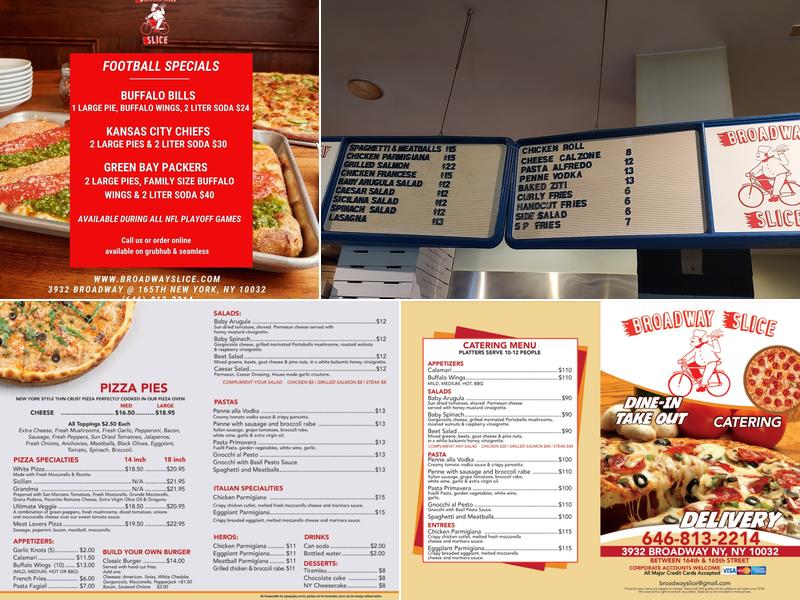 Broadway Slice Menu