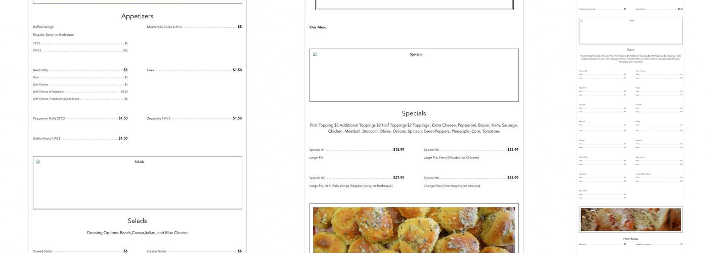 PG Pizza Menu