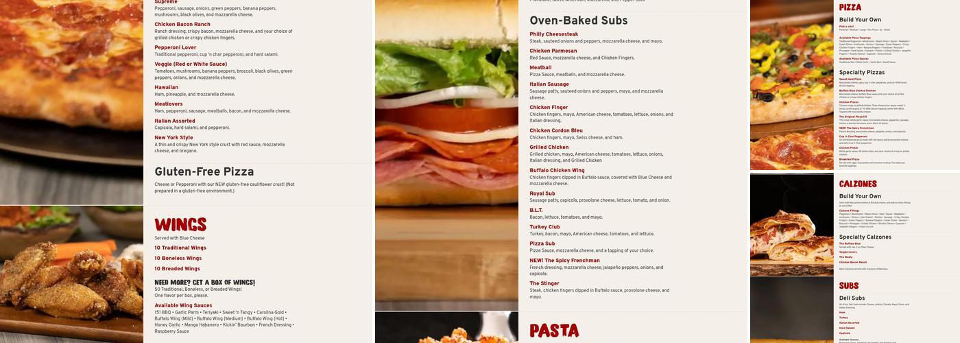 Pizza 151 Menu