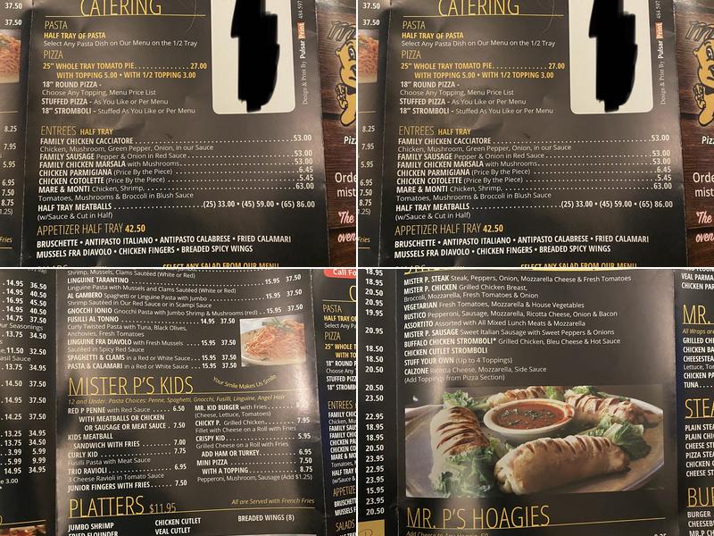 Mister P Pizza Menu