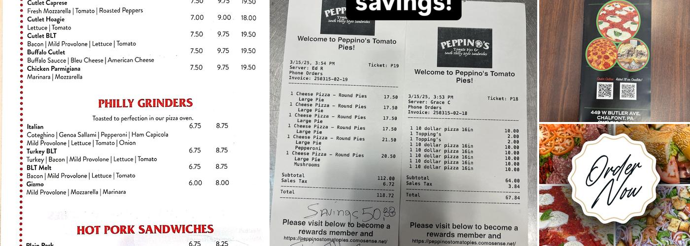 Peppino's Tomato Pies Menu