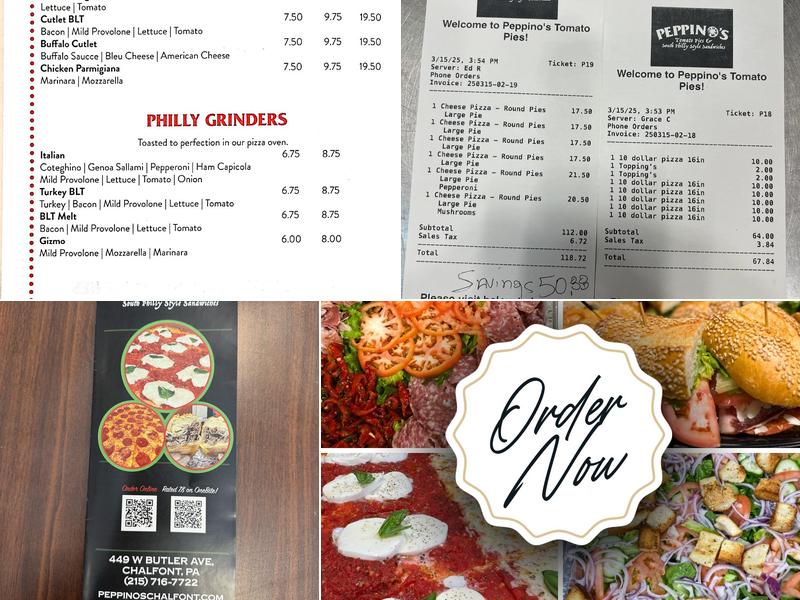 Peppino's Tomato Pies Menu