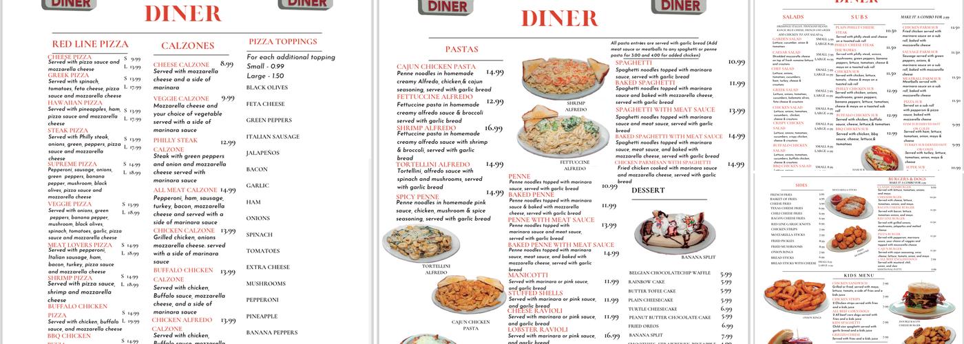 Red Line Diner Menu