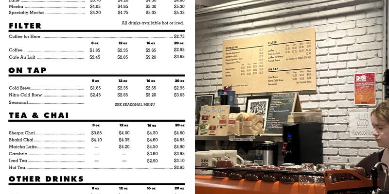 OZO Coffee | East Pearl Menu