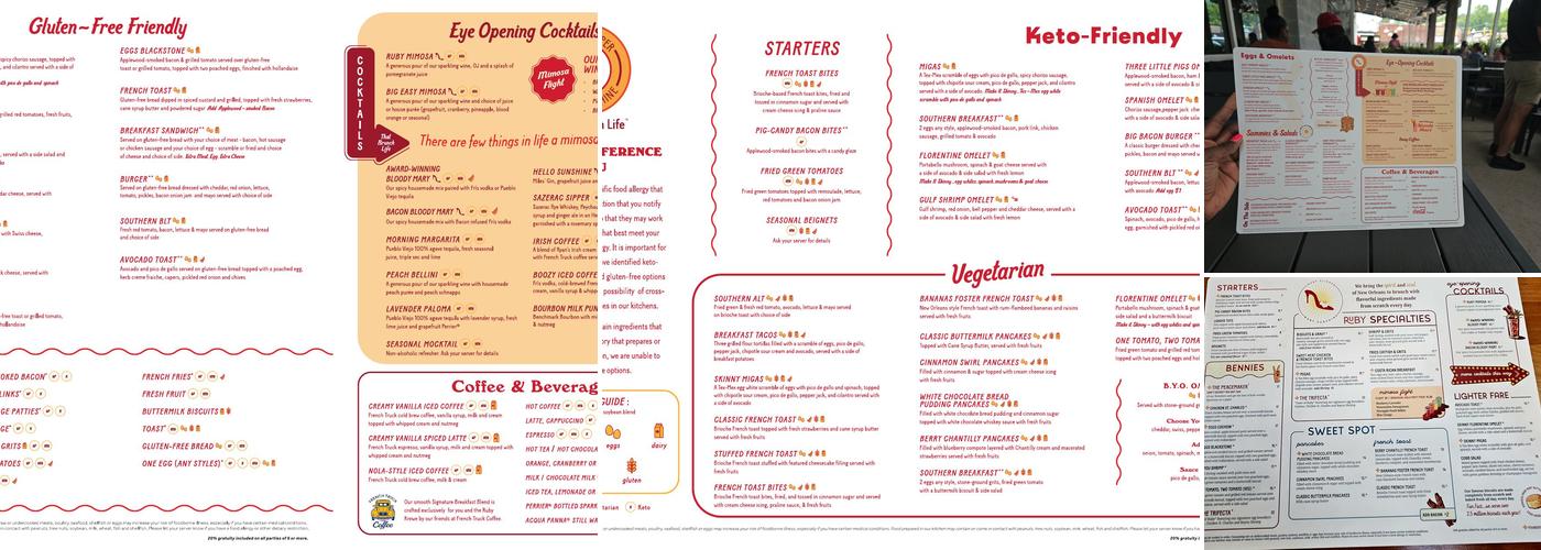 Ruby Sunshine Menu