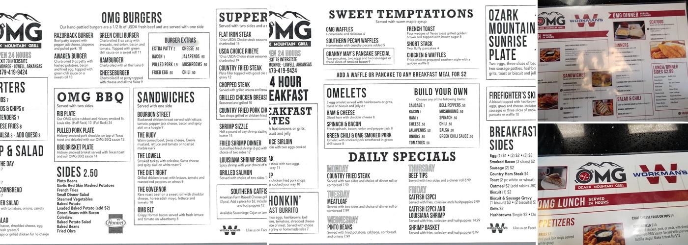 Ozark Mountain Grill Menu