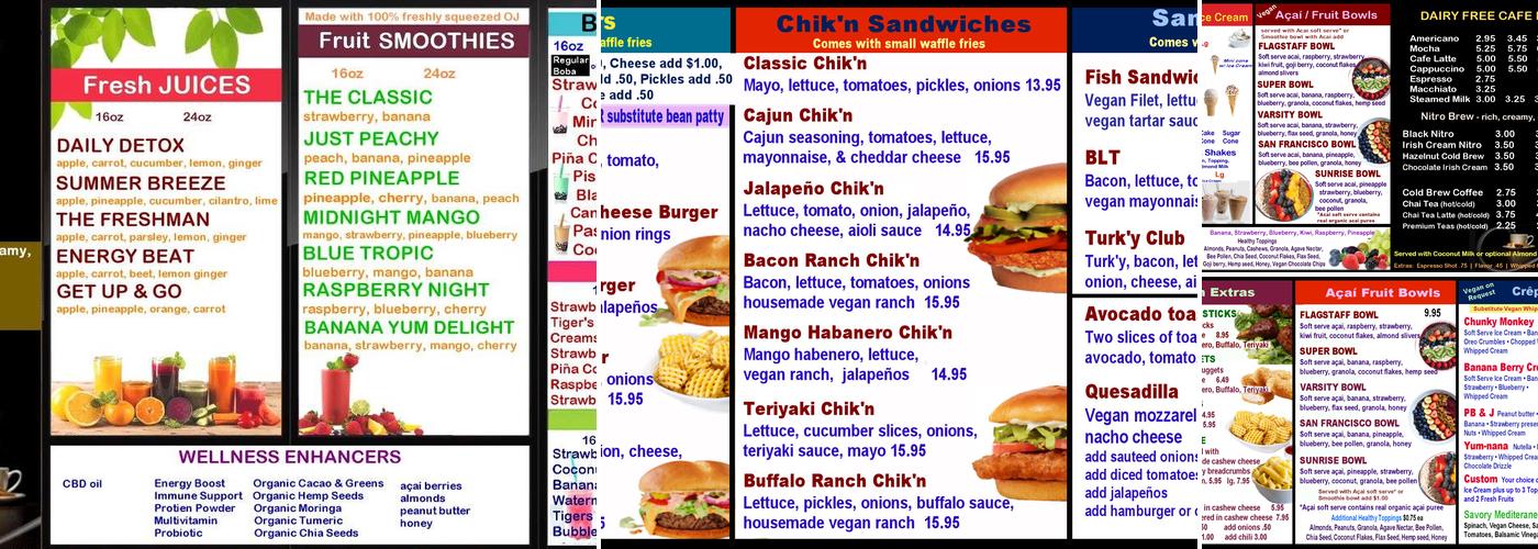 Java Juice Cafe Menu