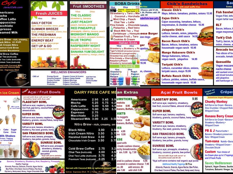 Java Juice Cafe Menu