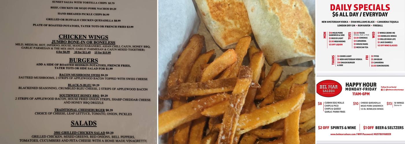 Bel Mar Saloon Menu