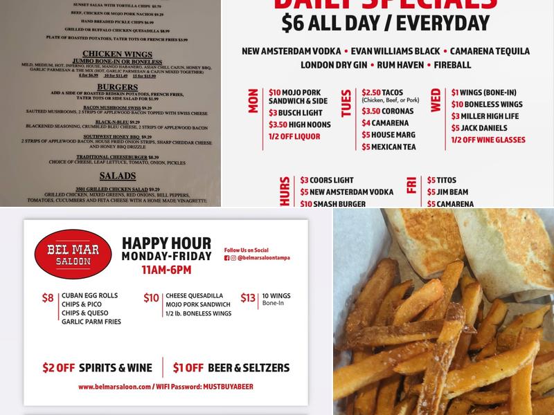 Bel Mar Saloon Menu