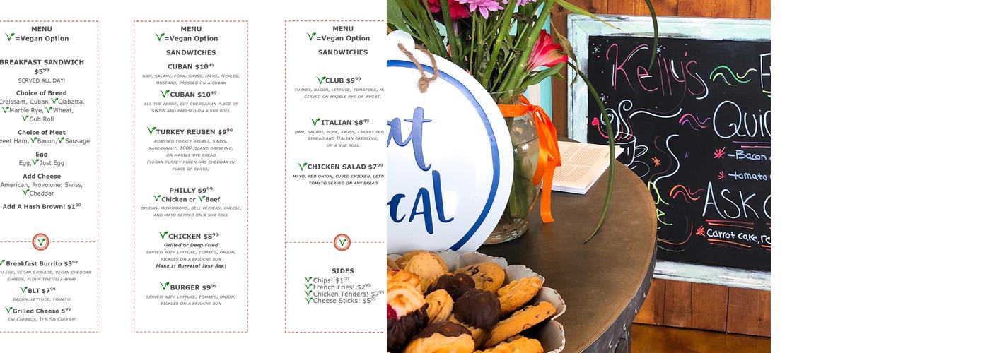 Kelly's Bake Shop & Cafe Menu