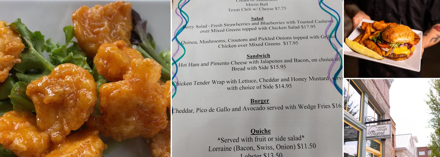 Never Enough Thyme Menu