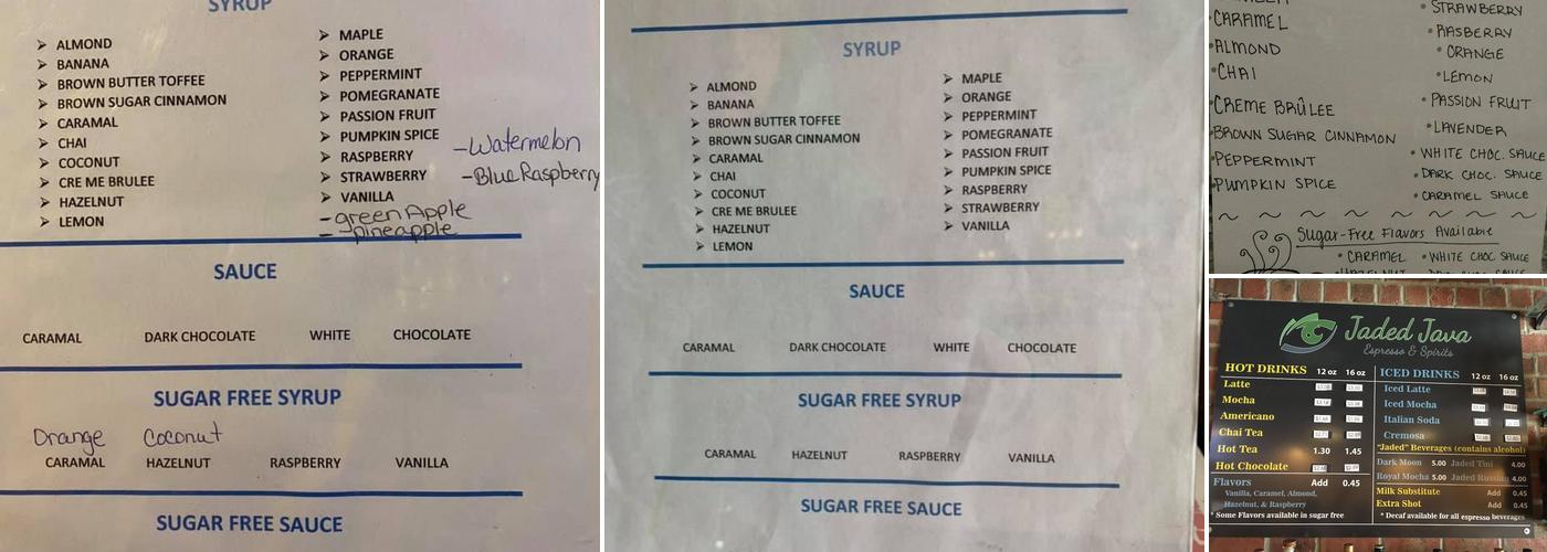 Jaded Java Menu