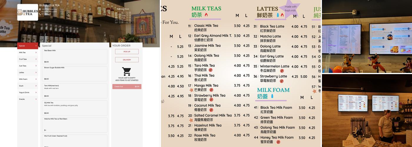 Bubbles&Tea Menu