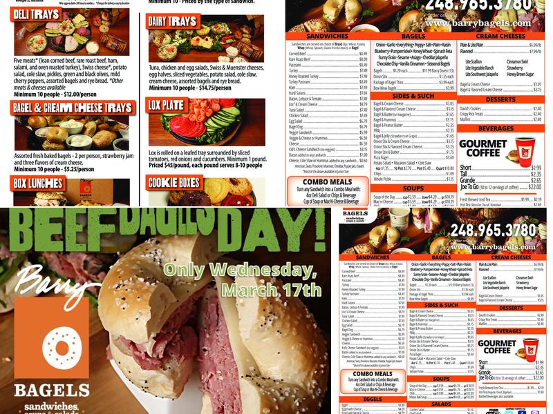Barry Bagels Clawson Menu