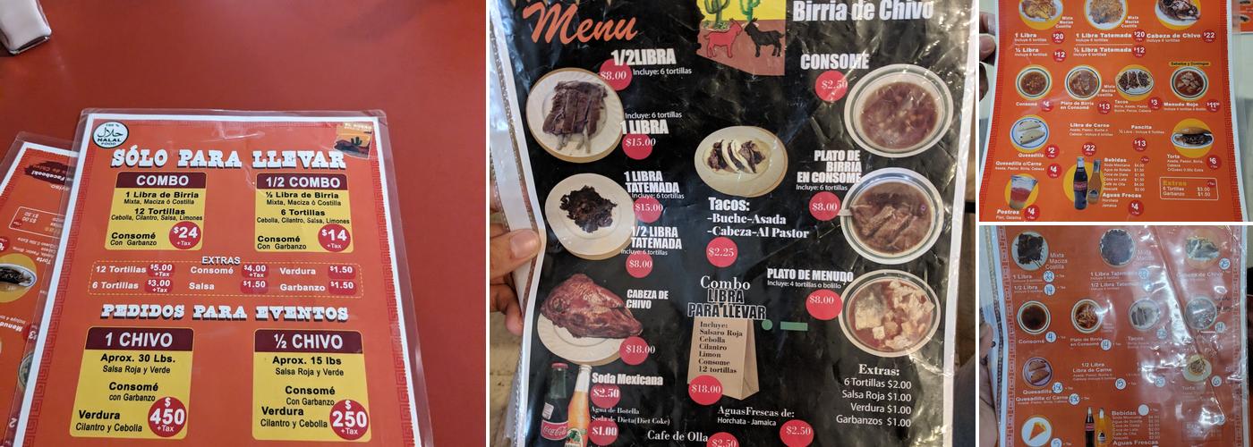 El Güero Birria de Chivo Menu