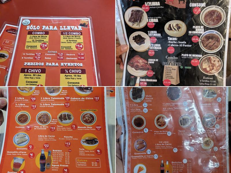 El Güero Birria de Chivo Menu