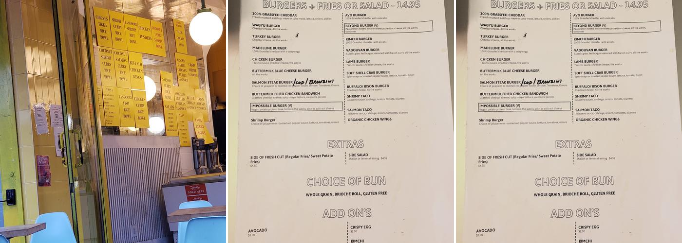 Pasture Burger Menu