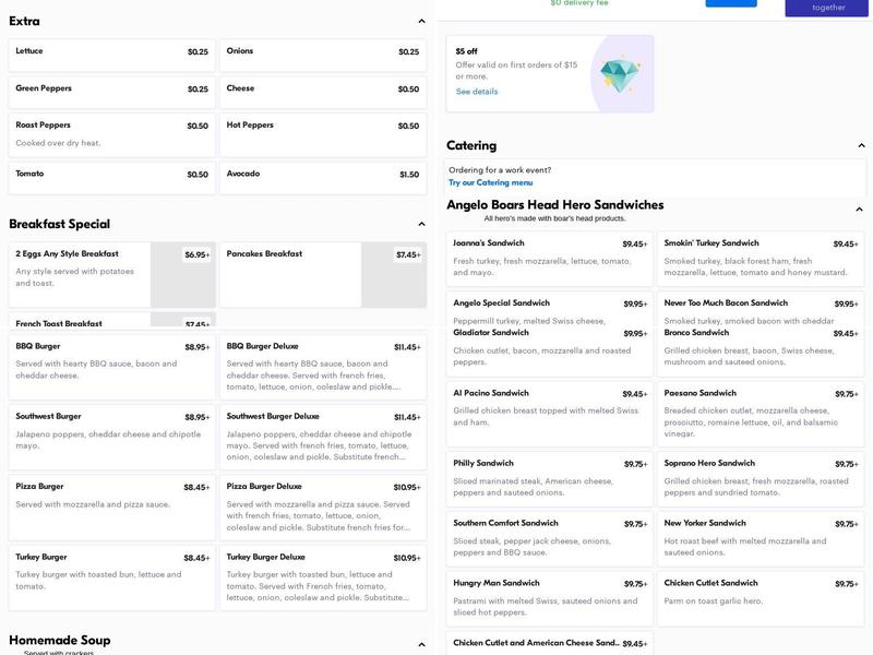 Angelo's Cafe and Grill By The Water Menu