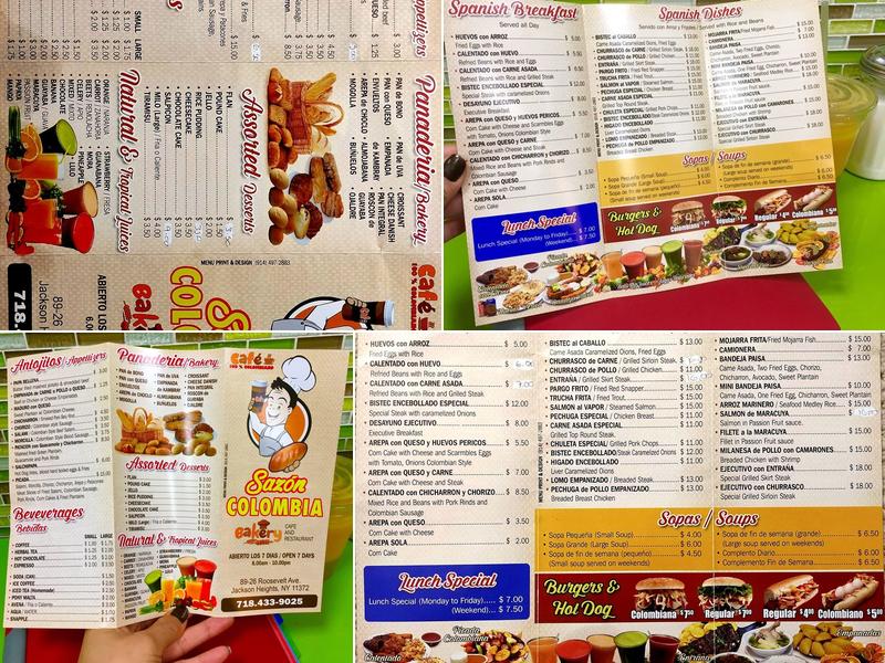 Sazón Colombia Menu