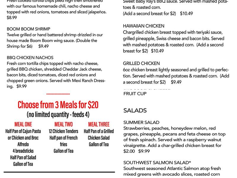 Coach's Neighborhood Grill Hickory Menu