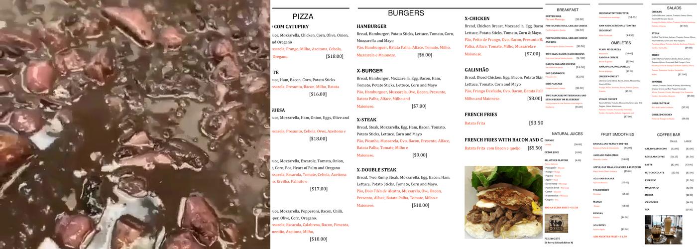 Recanto do Xiru Menu