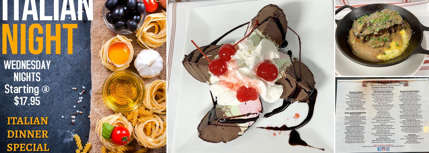 Curtains bar and restaurant Menu