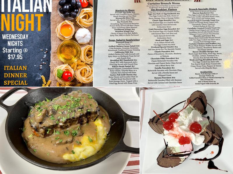 Curtains bar and restaurant Menu