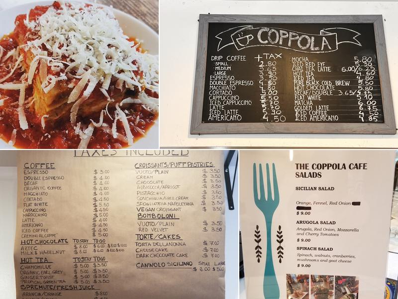 The Coppola Cafe Menu