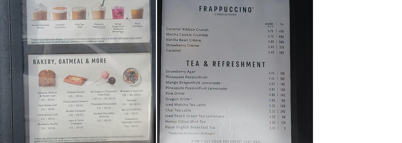 Starbucks Menu