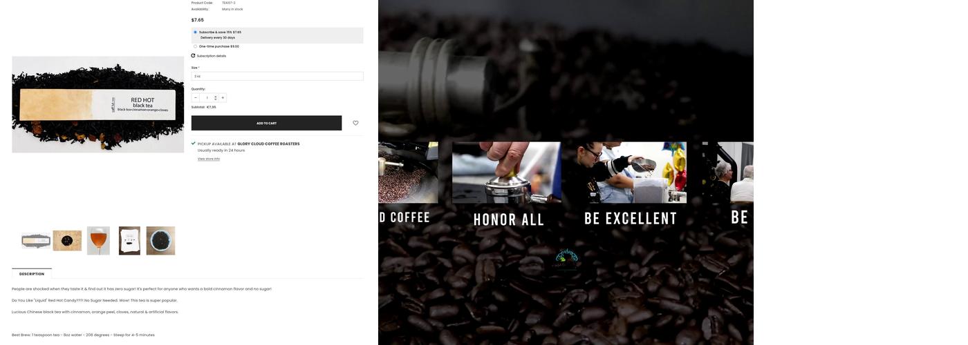 Glory Cloud Coffee Roasters Menu