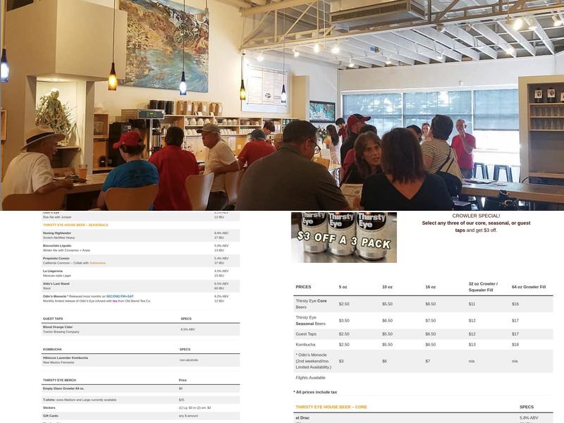 Thirsty Eye Brewing Company Menu
