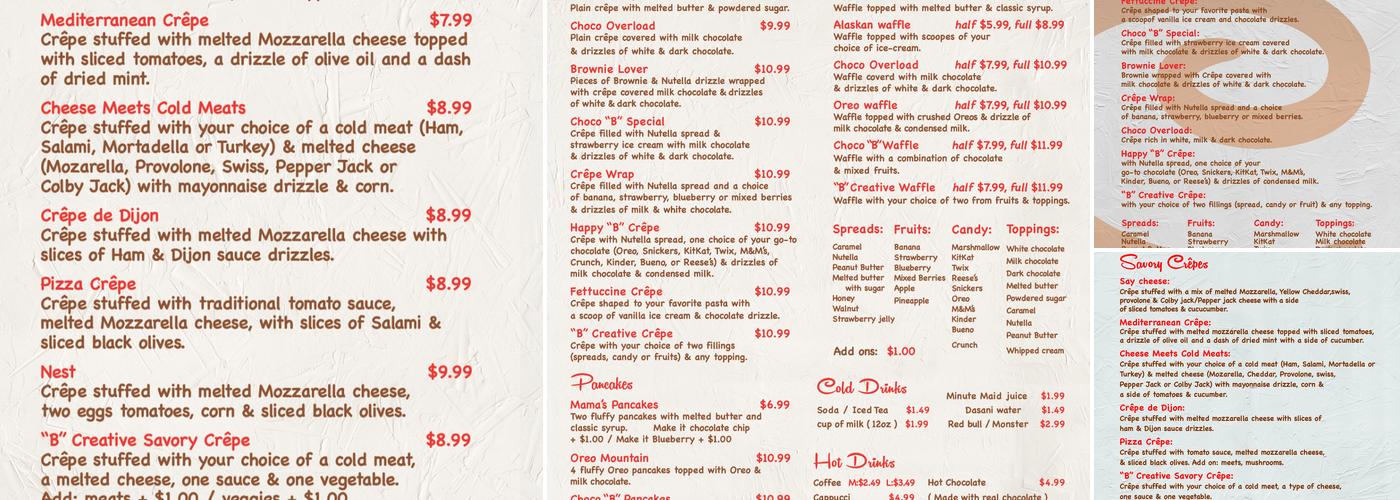Choco B Menu