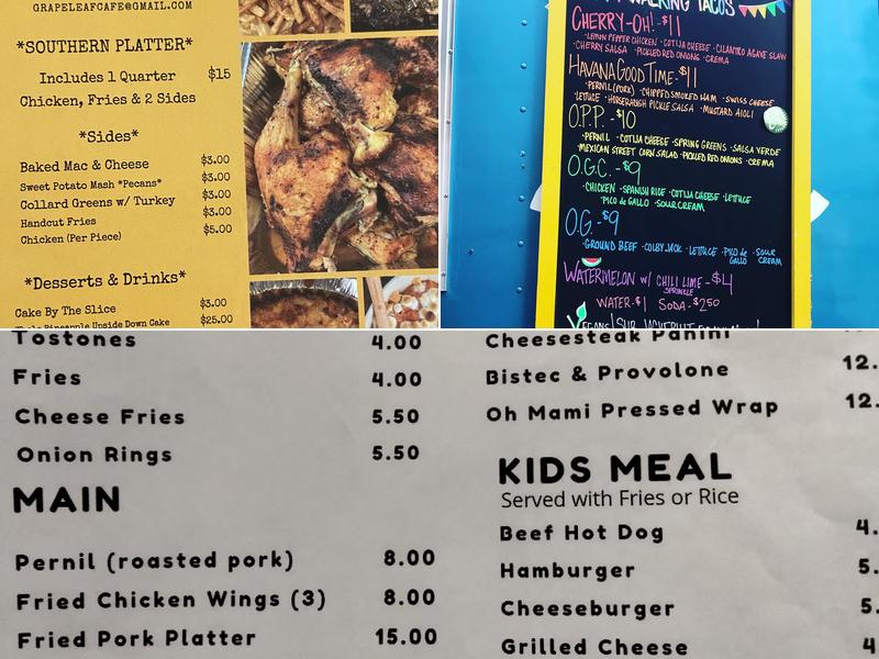 Grape Leaf Cafe Menu
