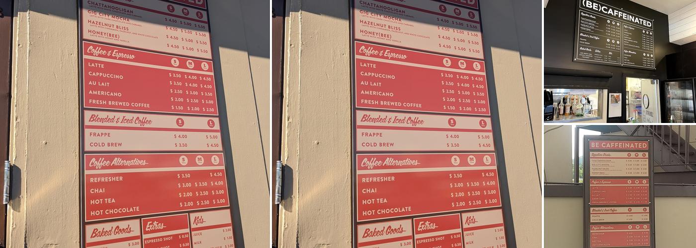 Be Caffeinated Menu