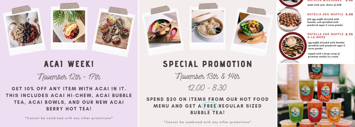 Bubble in Paradise Menu