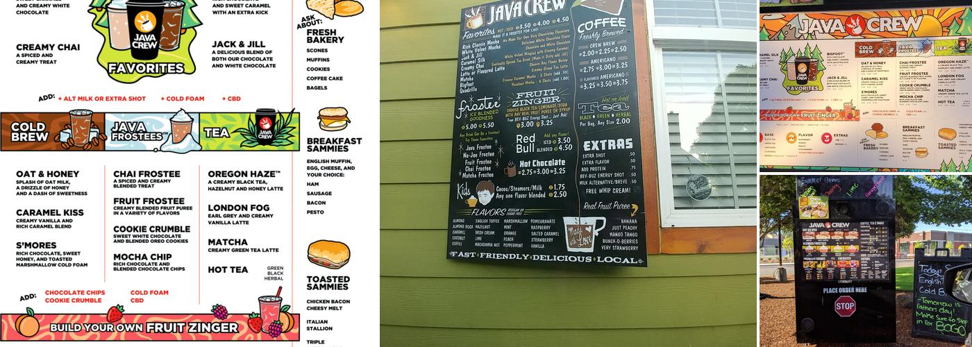 Java Crew West Menu