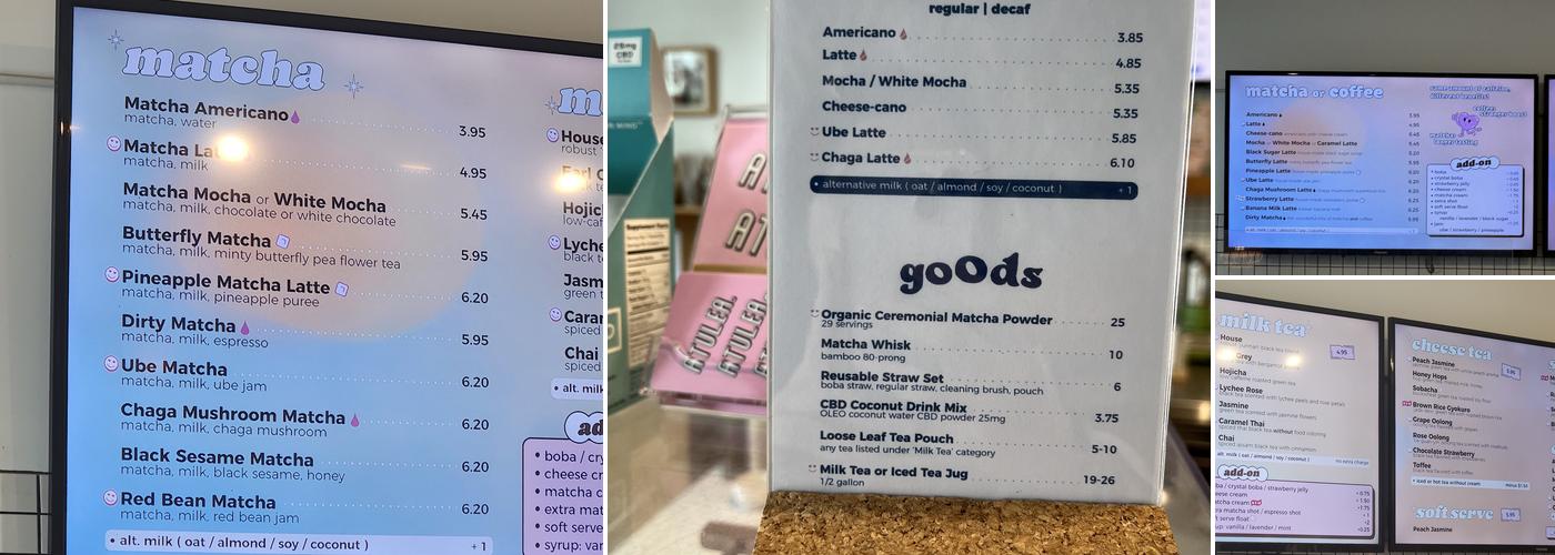 Atulea Matcha Menu