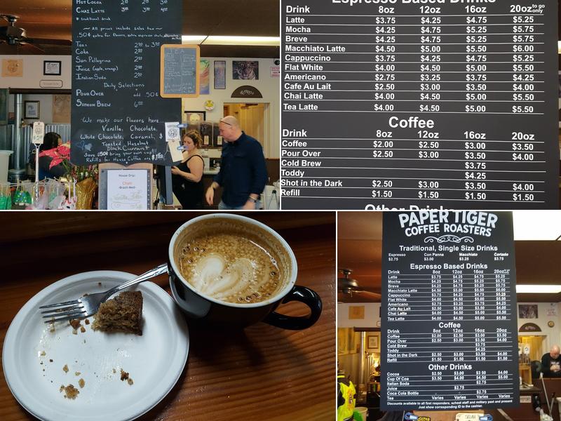 Paper Tiger Coffee Roasters Menu