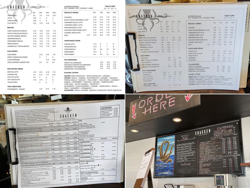 Cracken Coffee Roasters Menu