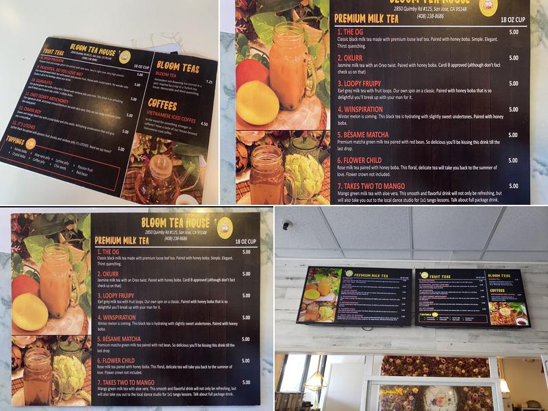 Bloom Tea House Menu