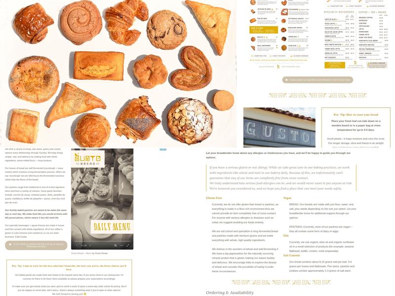 Gusto Bread Menu