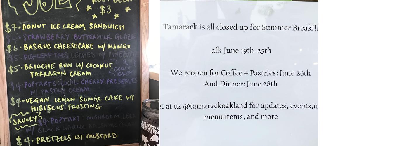 Tamarack Menu