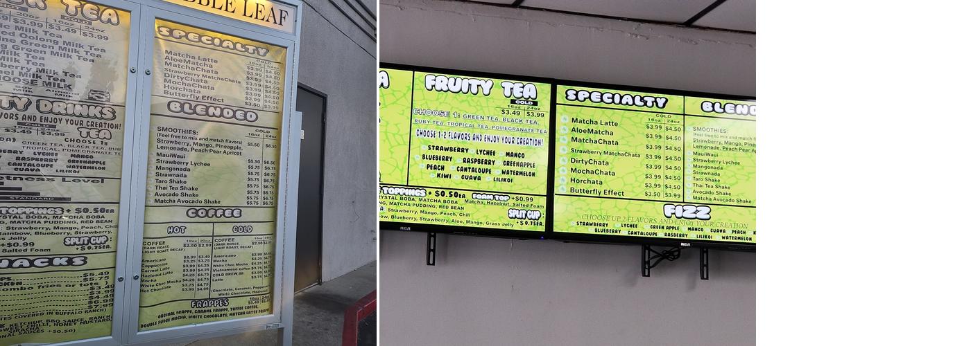 Bubble on the double Menu